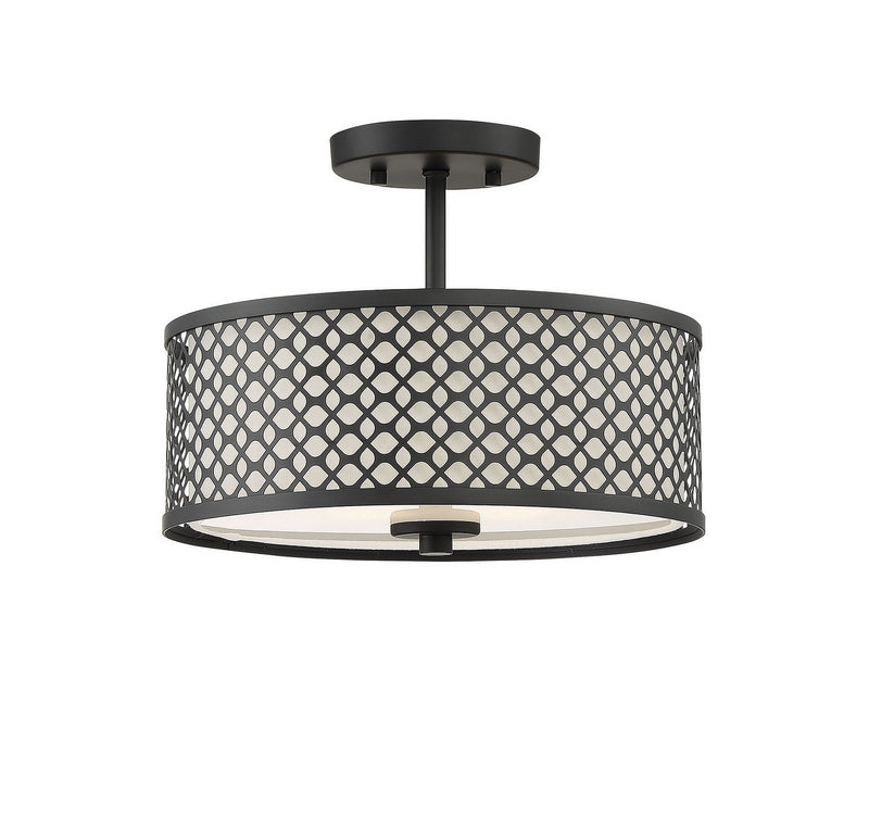 Meridian M60016MBK Two Light Semi-Flush Mount, Matte Black