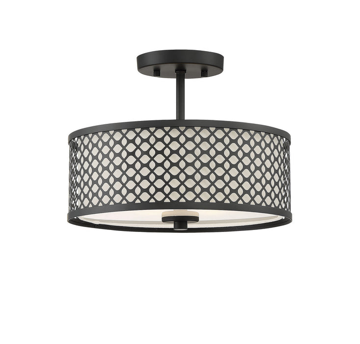 Meridian M60016MBK Two Light Semi-Flush Mount, Matte Black