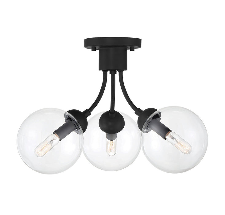 Meridian M60060MBK Three Light Semi-Flush Mount, Matte Black