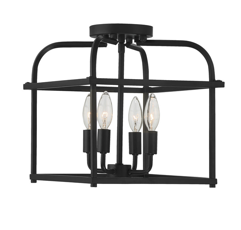 Meridian M60061MBK Four Light Semi-Flush Mount, Matte Black