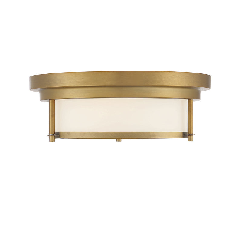 Meridian M60062NB Two Light Flush Mount, Natural Brass