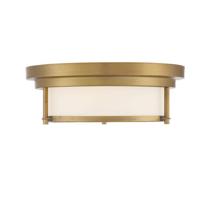 Meridian M60062NB Two Light Flush Mount, Natural Brass