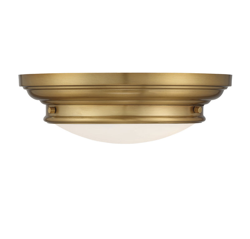 Meridian M60063NB Two Light Flush Mount, Natural Brass
