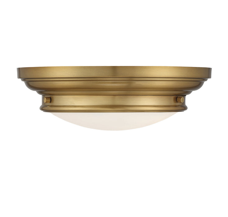 Meridian M60063NB Two Light Flush Mount, Natural Brass