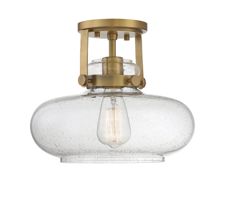 Meridian M60064NB One Light Semi-Flush Mount, Natural Brass