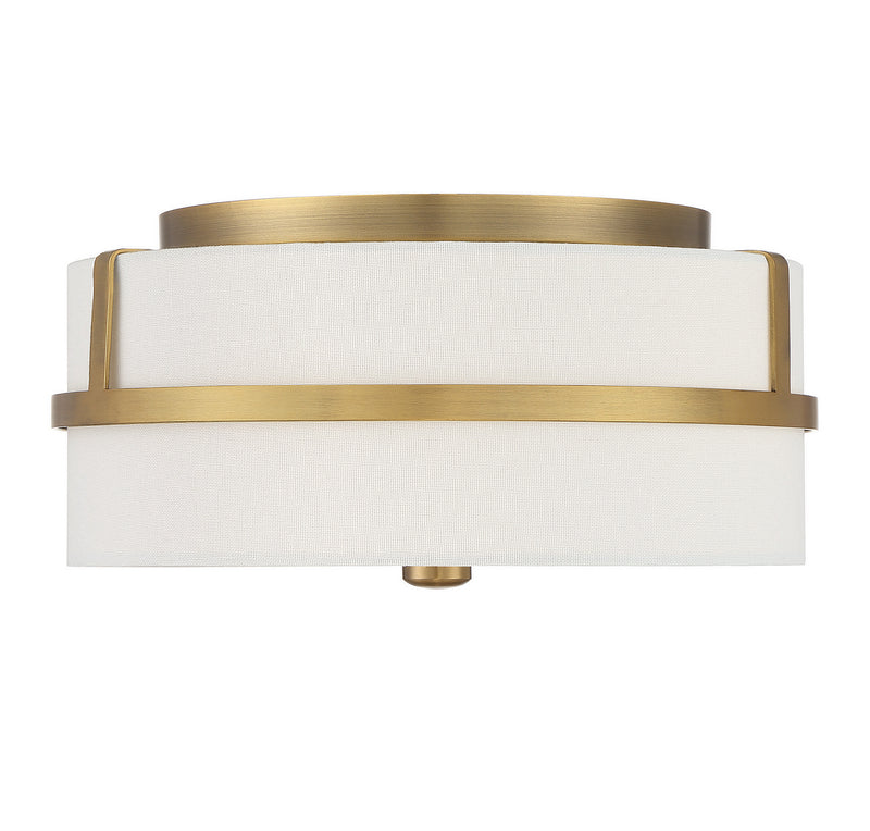 Meridian M60065NB Two Light Flush Mount, Natural Brass