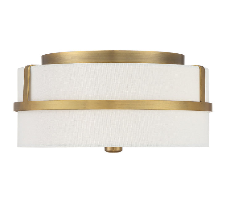Meridian M60065NB Two Light Flush Mount, Natural Brass
