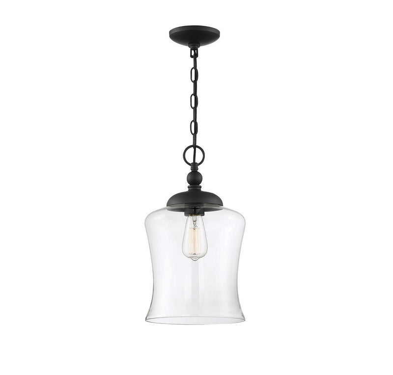 Meridian M70019MBK One Light Pendant, Matte Black