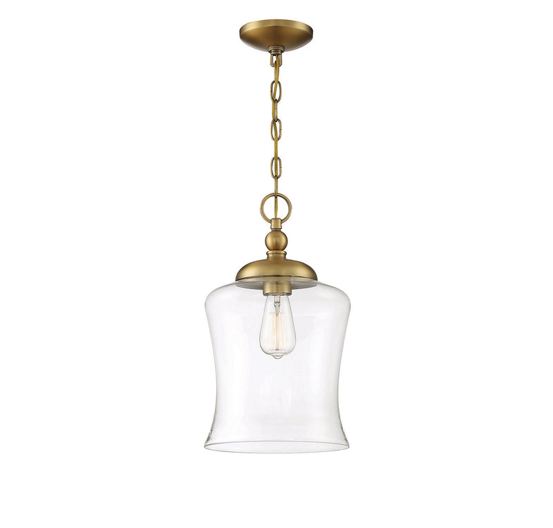 Meridian M70019NB One Light Pendant, Natural Brass