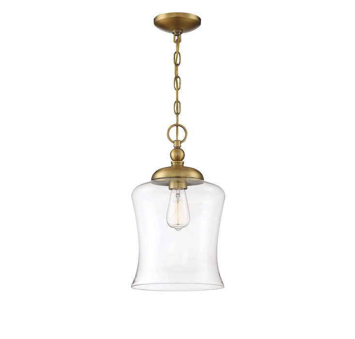 Meridian M70019NB One Light Pendant, Natural Brass