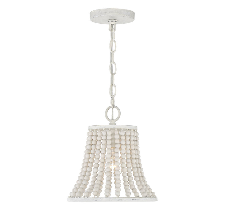 Meridian M70098WW One Light Pendant, Weathered White