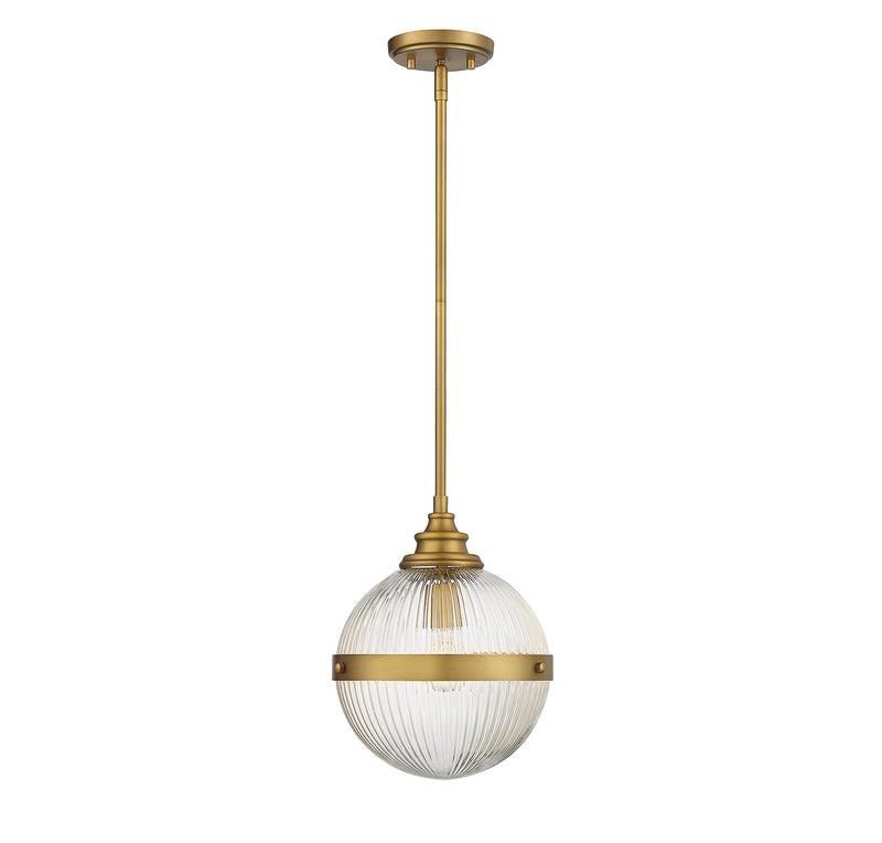 Meridian M70100NB One Light Mini Pendant, Natural Brass