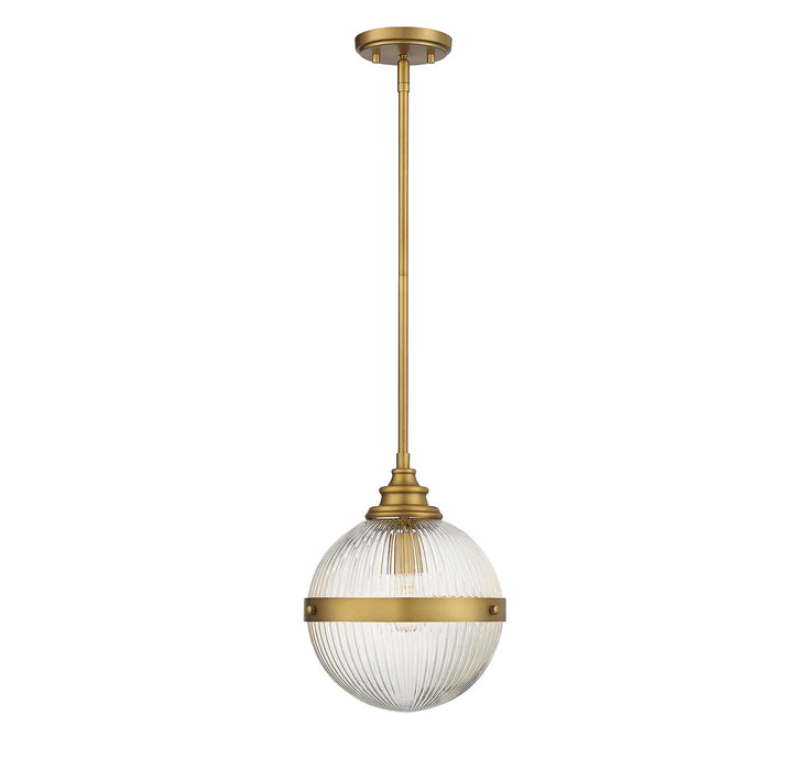 Meridian M70100NB One Light Mini Pendant, Natural Brass