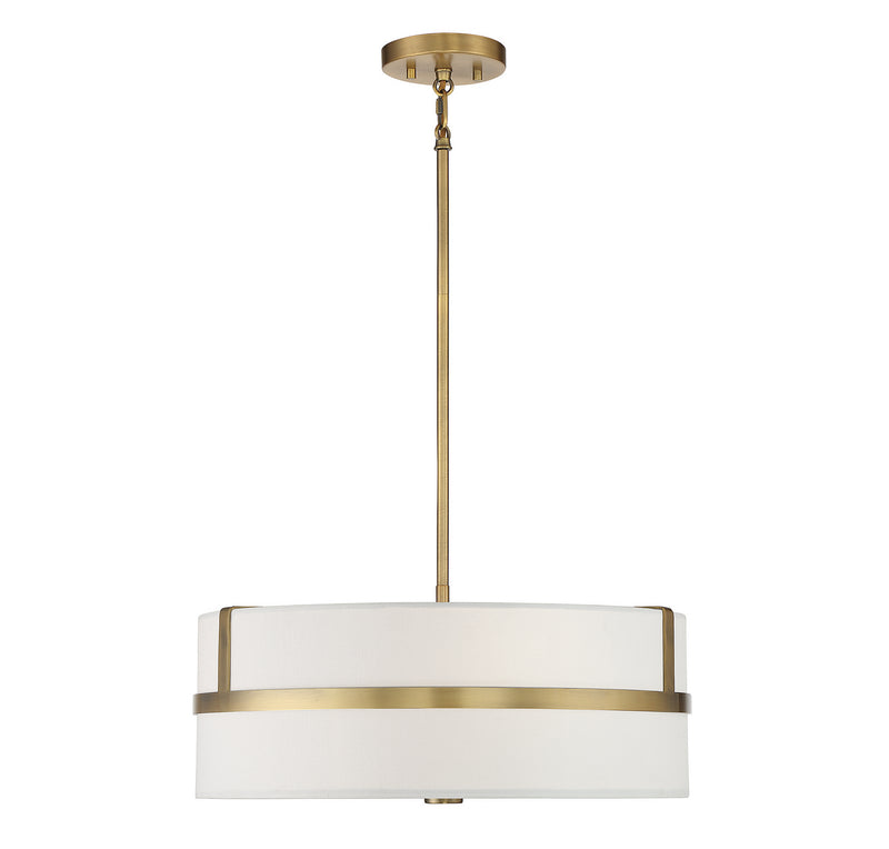 Meridian M70102NB Four Light Pendant, Natural Brass
