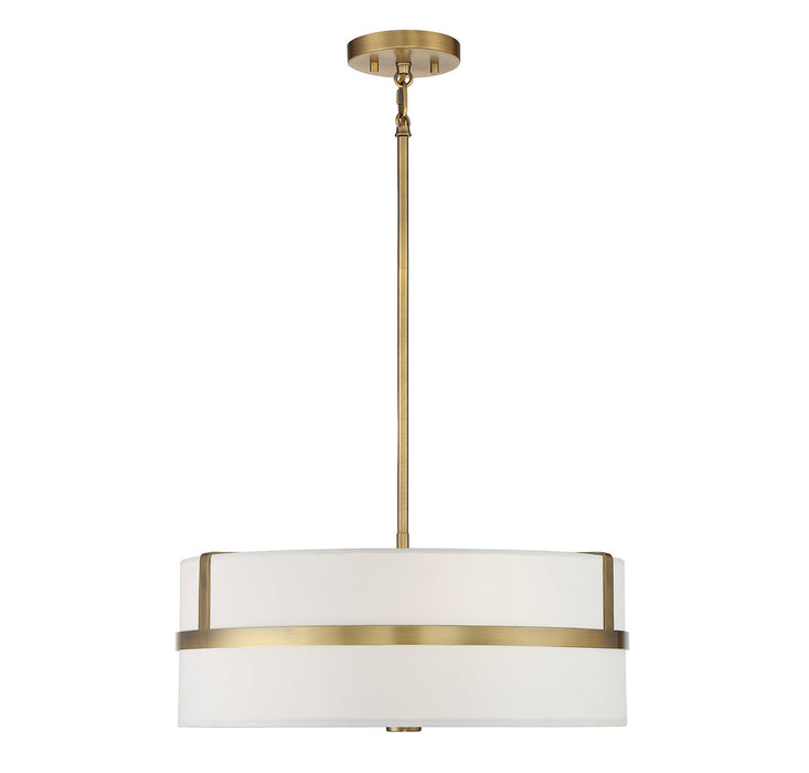 Meridian M70102NB Four Light Pendant, Natural Brass