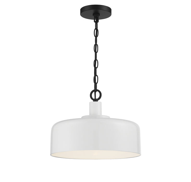Meridian M70103WHBK One Light Pendant, White with Black