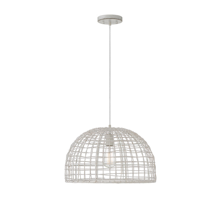 Meridian M70105WR One Light Pendant, White Rattan with a White Socket