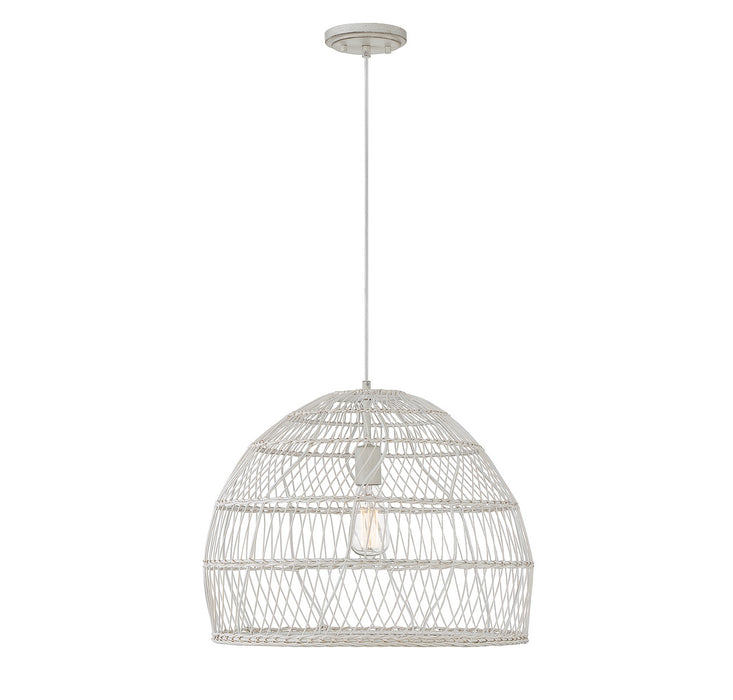 Meridian M70106WR One Light Pendant, White Rattan with a White Socket
