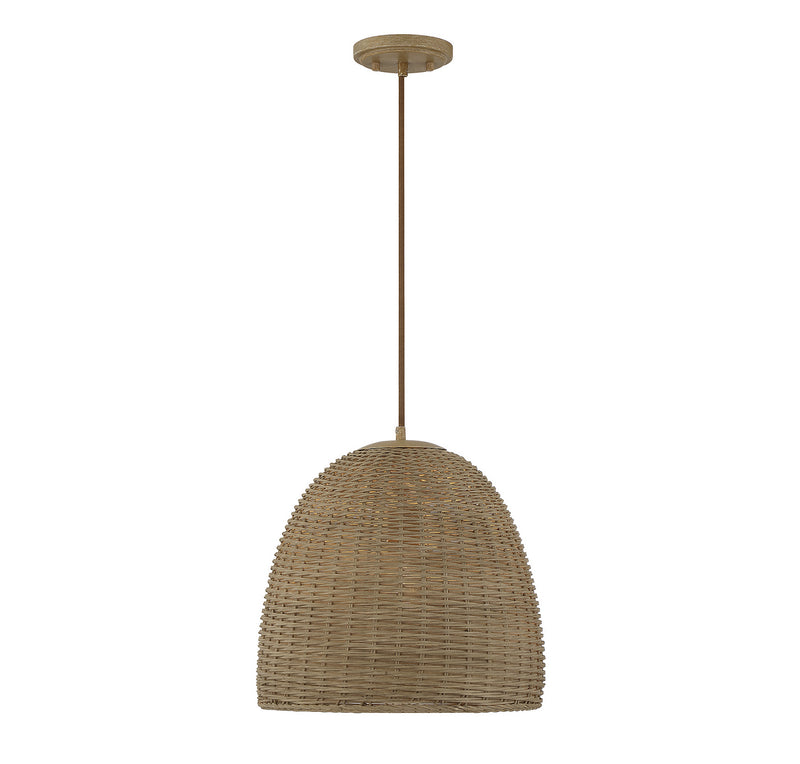 Meridian M70107NWIC One Light Pendant, Natural Wicker