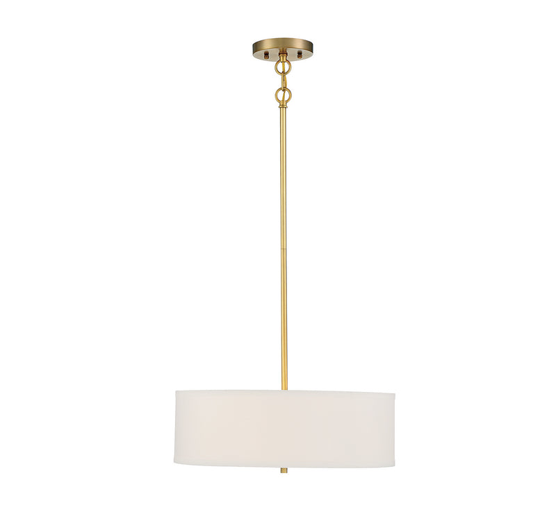 Meridian M70109NB Three Light Pendant, Warm Brass