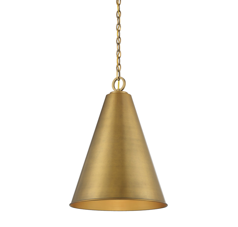 Meridian M70112NB One Light Pendant, Natural Brass