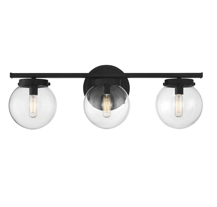 Meridian M80024MBK Three Light Bathroom Vanity Light, Matte Black