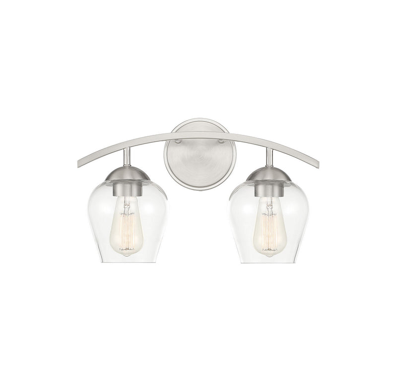 Meridian M80031BN Two Light Bathroom Vanity Light, Brushed Nickel