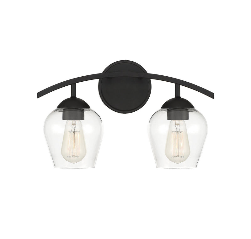 Meridian M80031MBK Two Light Bathroom Vanity Light, Matte Black