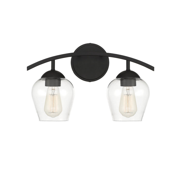 Meridian M80031MBK Two Light Bathroom Vanity Light, Matte Black