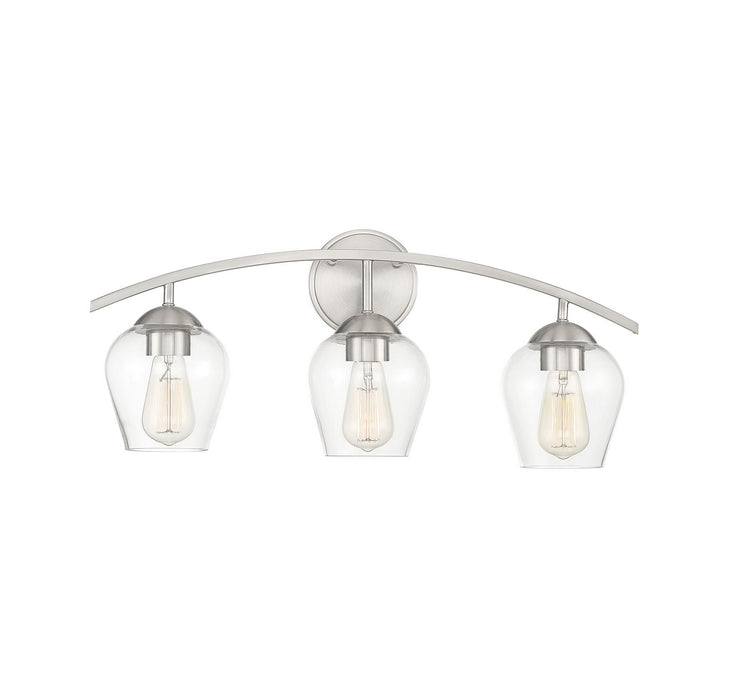 Meridian M80032BN Three Light Bathroom Vanity Light, Brushed Nickel