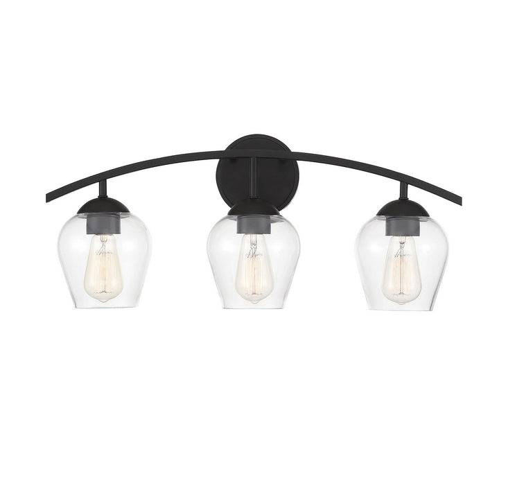 Meridian M80032MBK Three Light Bathroom Vanity Light, Matte Black