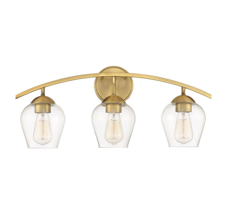 Meridian M80032NB Three Light Bathroom Vanity Light, Natural Brass