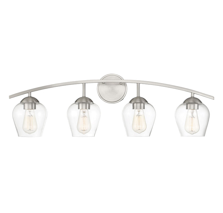 Meridian M80033BN Four Light Bathroom Vanity Light, Brushed Nickel