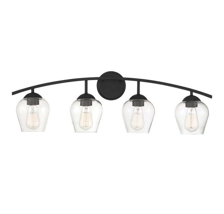 Meridian M80033MBK Four Light Bathroom Vanity Light, Matte Black