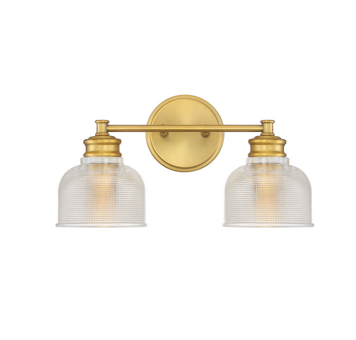 Meridian M80034NB Two Light Bathroom Vanity Light, Natural Brass