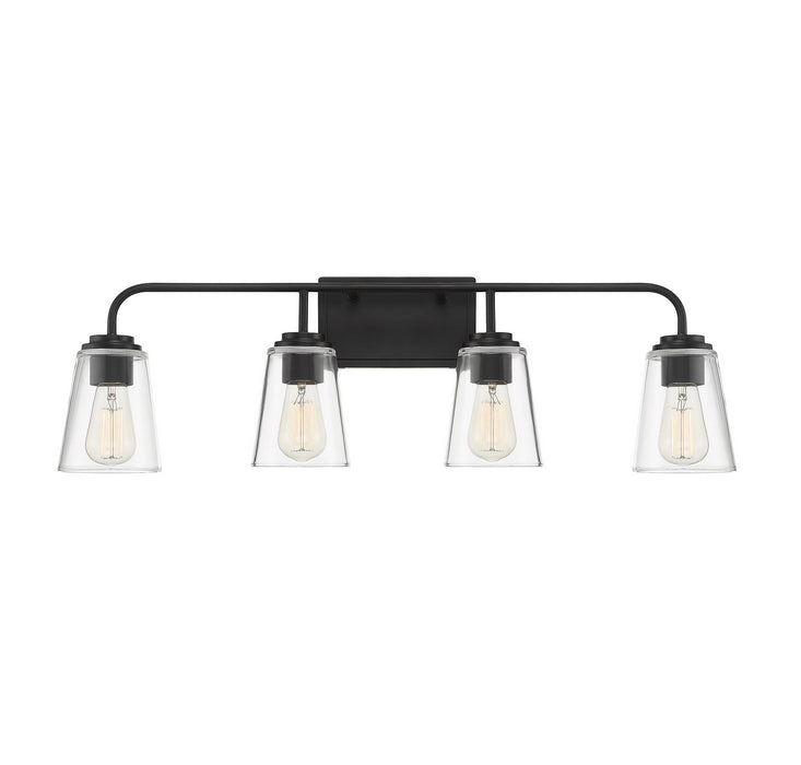 Meridian M80045MBK Four Light Bathroom Vanity Light, Matte Black