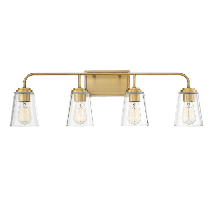 Meridian M80045NB Four Light Bathroom Vanity Light, Natural Brass