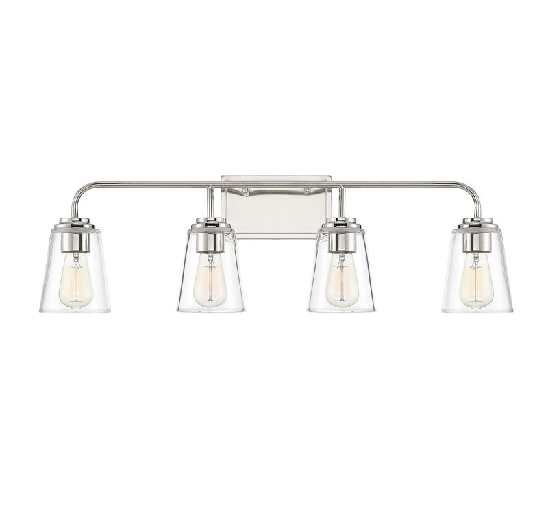 Meridian M80045PN Four Light Bathroom Vanity Light, Polished Nickel