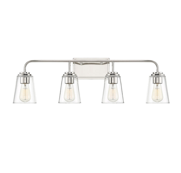 Meridian M80045PN Four Light Bathroom Vanity Light, Polished Nickel