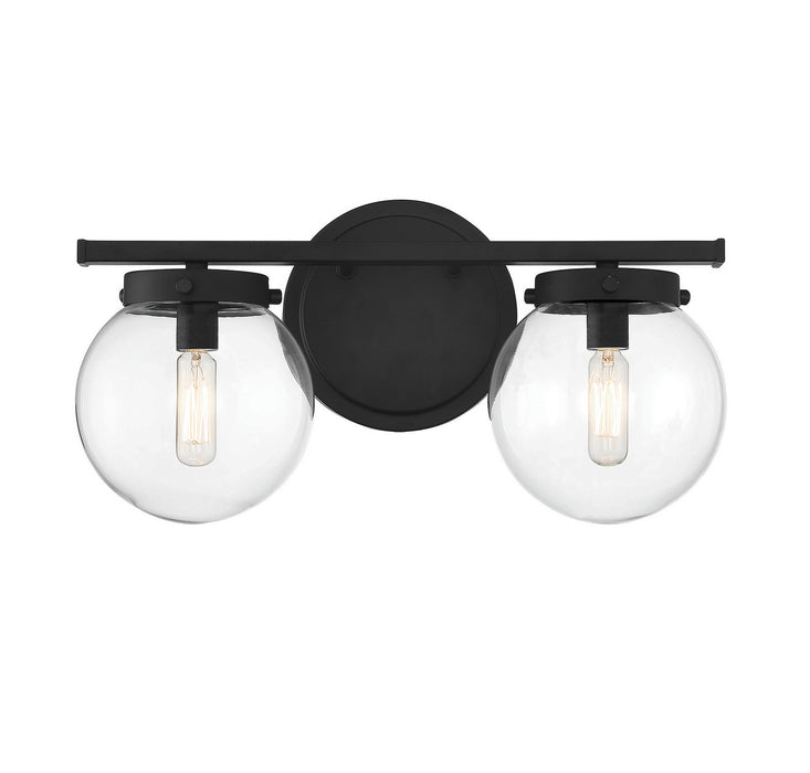 Meridian M80046MBK Two Light Bathroom Vanity Light, Matte Black
