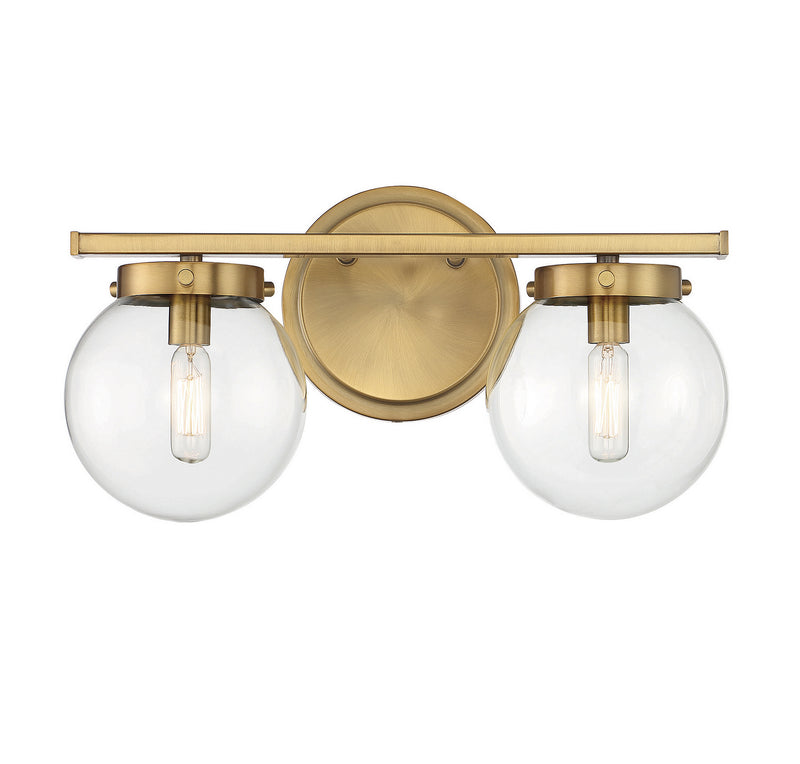 Meridian M80046NB Two Light Bathroom Vanity Light, Natural Brass