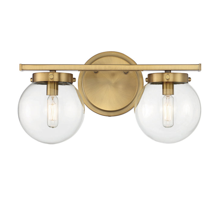 Meridian M80046NB Two Light Bathroom Vanity Light, Natural Brass