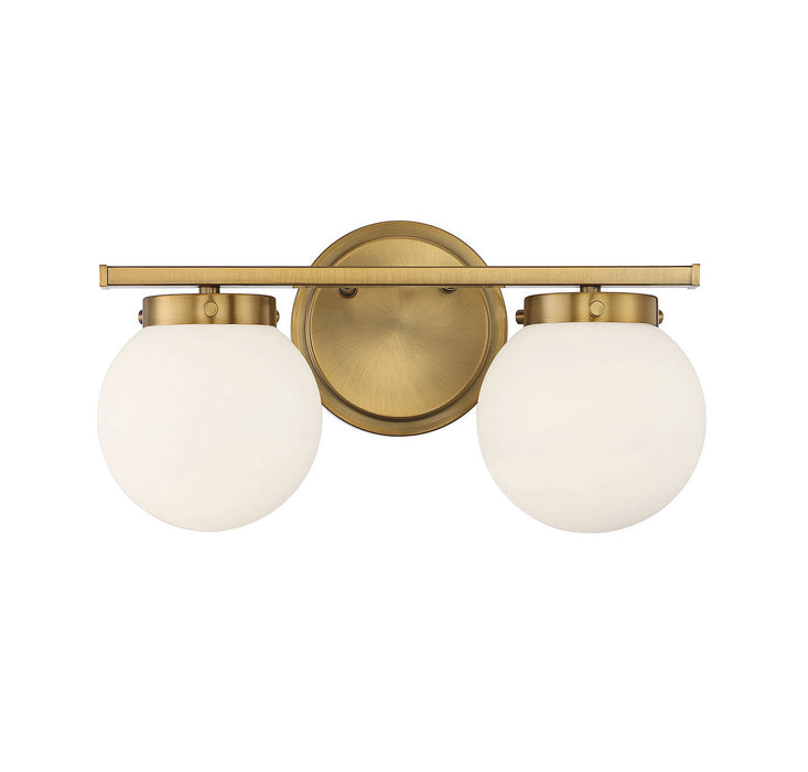 Meridian M80047NB Two Light Bathroom Vanity Light, Natural Brass