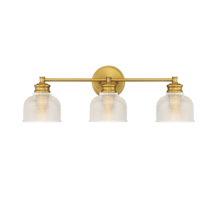 Meridian M80035NB Three Light Bathroom Vanity Light, Natural Brass