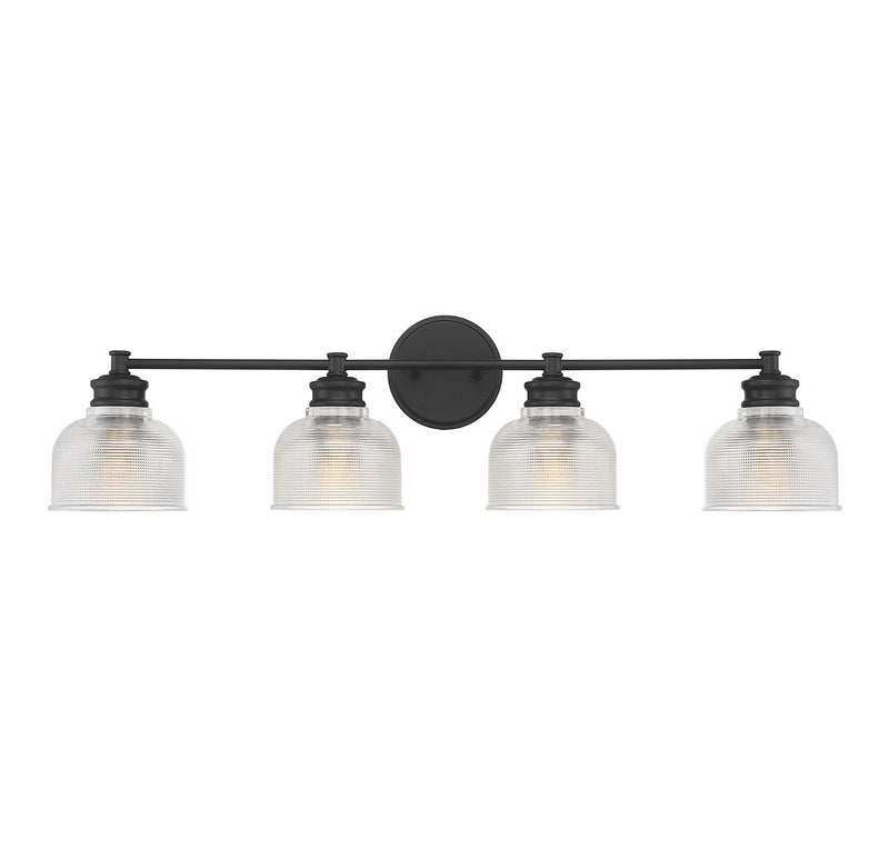 Meridian M80036MBK Four Light Bathroom Vanity Light, Matte Black