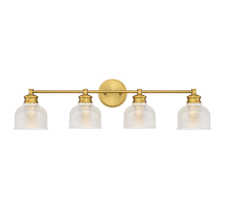 Meridian M80036NB Four Light Bathroom Vanity Light, Natural Brass