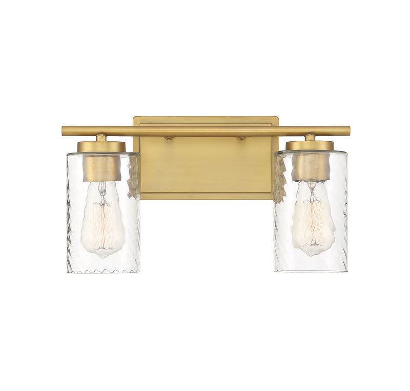 Meridian M80037NB Two Light Bathroom Vanity Light, Natural Brass