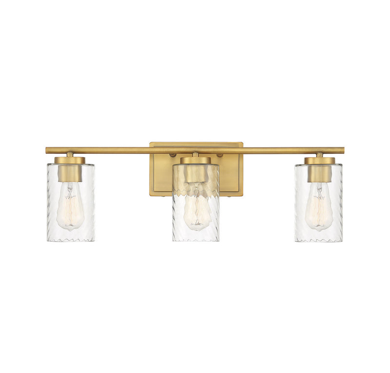 Meridian M80038NB Three Light Bathroom Vanity Light, Natural Brass
