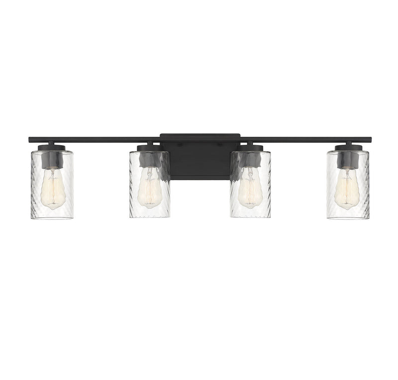 Meridian M80039MBK Four Light Bathroom Vanity Light, Matte Black