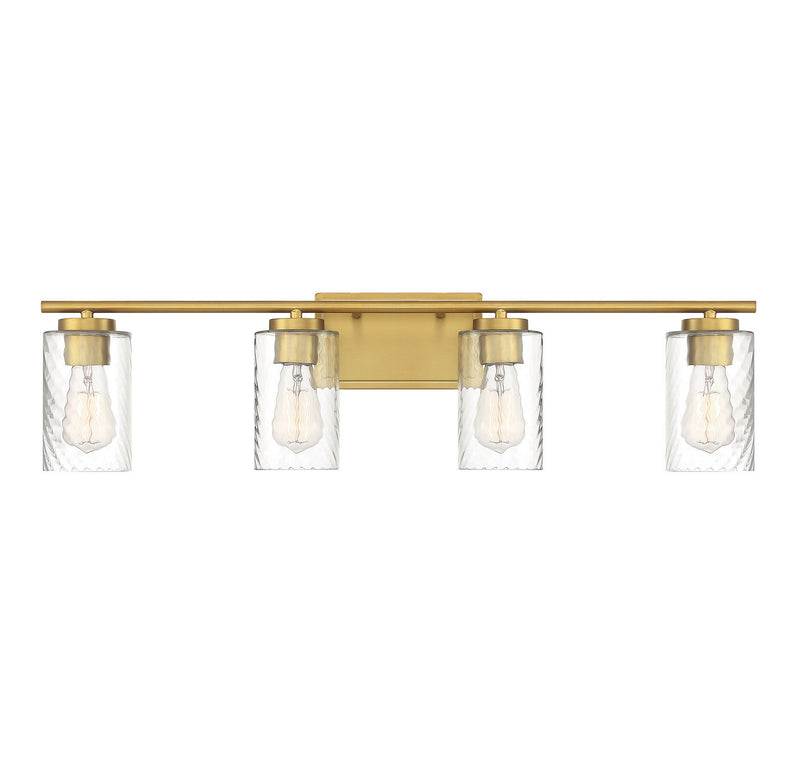 Meridian M80039NB Four Light Bathroom Vanity Light, Natural Brass